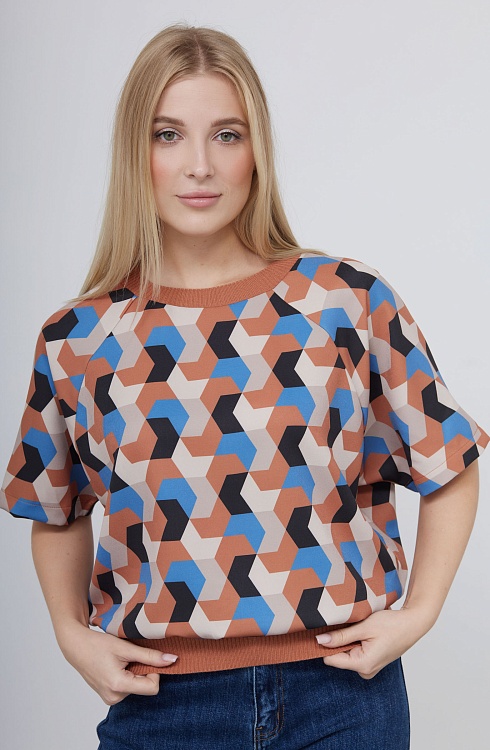 Джемпер жен. 311077.03312.1101Q голубой/коричневый