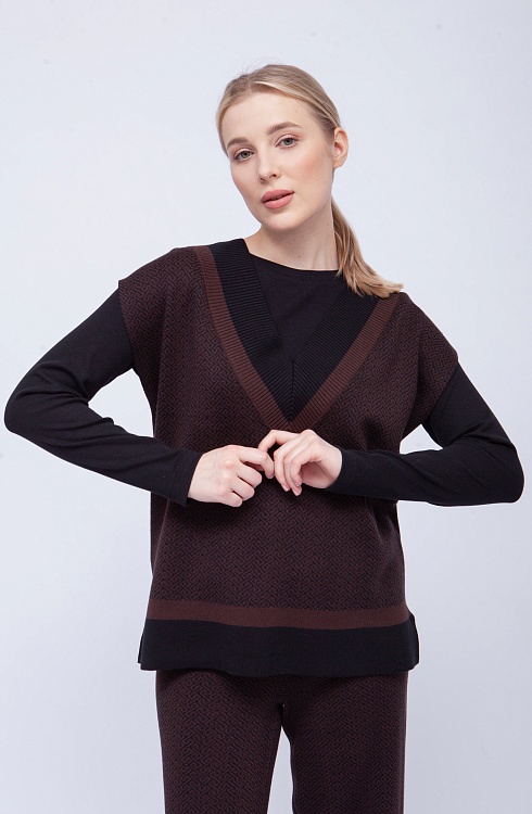 Жилет жен. 380077.33303.8211G Чёрно-коричневый