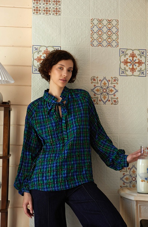 Блуза жен. 311049Н.03312.2984Р зеленый/синий