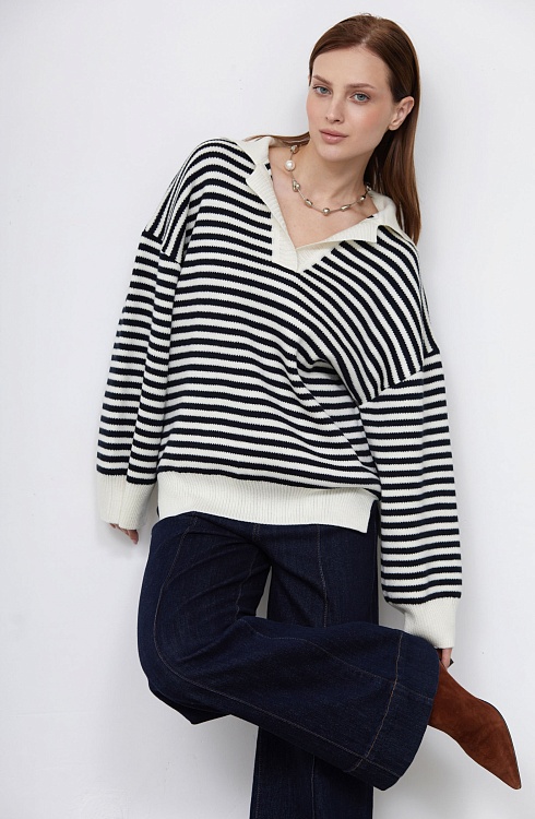 Джемпер жен. 310541.01303.9407S Сине-молочный